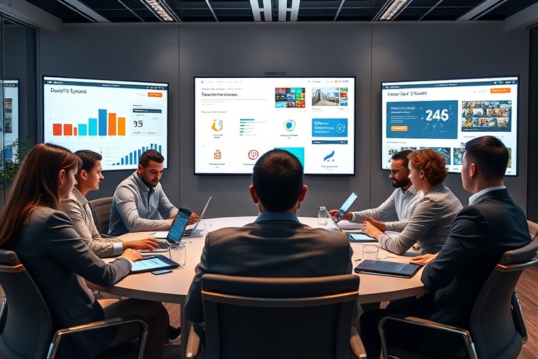 Equipe comercial em reunião